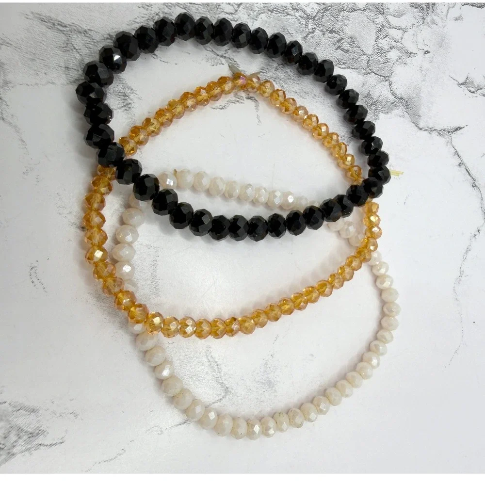Set of 3‎ Faceted Glass Stretch Bracelets 7